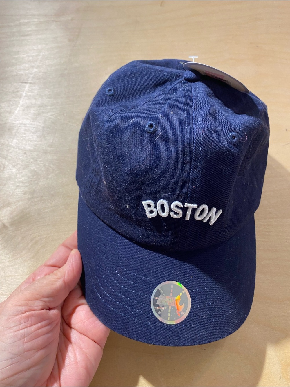 Bay State Apparel Boston Embroidered Navy Baseball Cap (SZ)
